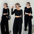 YUNAKA Two Piece Cropped Top with Trouser